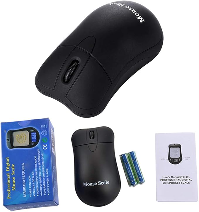 Digitalna tehtnica skrita v miški 100g / 0,01g za natančno tehtanje draguljev, kovancev in nakita z LCD zaslonom.